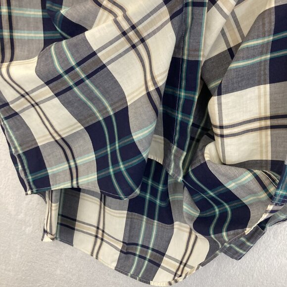 Vintage Dover Arrow Shirt Mens Large Long Blue Plaid Nautical Anchor Preppy 90s - Picture 9 of 12